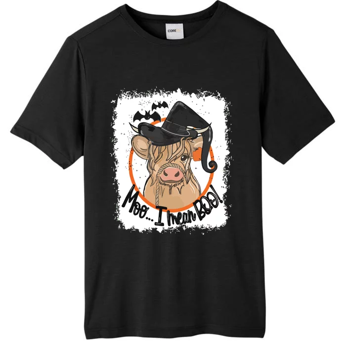 Moo I Mean Boo Ghost Witch Cow Bleached Funny Halloween ChromaSoft Performance T-Shirt