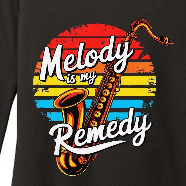 Melody Is My Remedy Funny Saxophone Womens CVC Long Sleeve Shirt