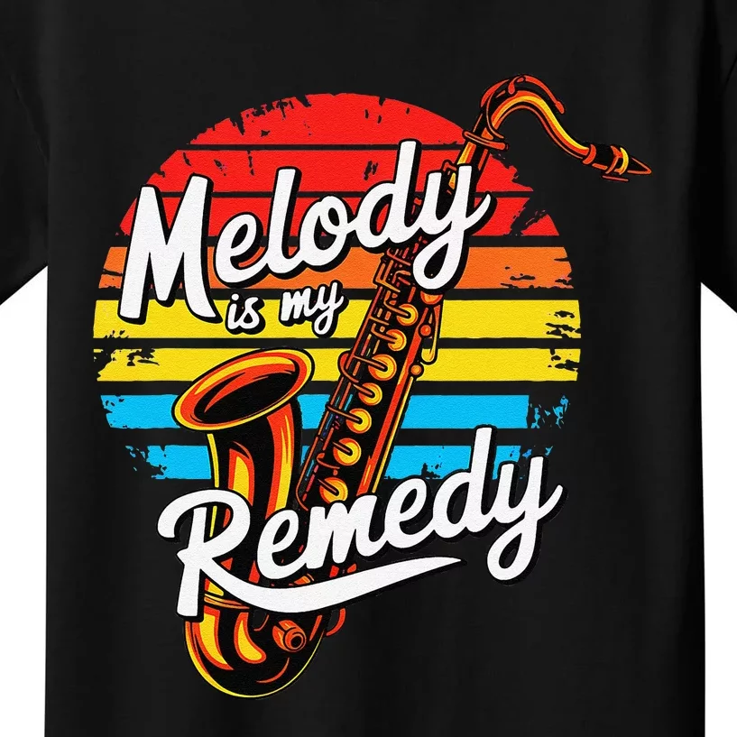 Melody Is My Remedy Funny Saxophone Kids T-Shirt