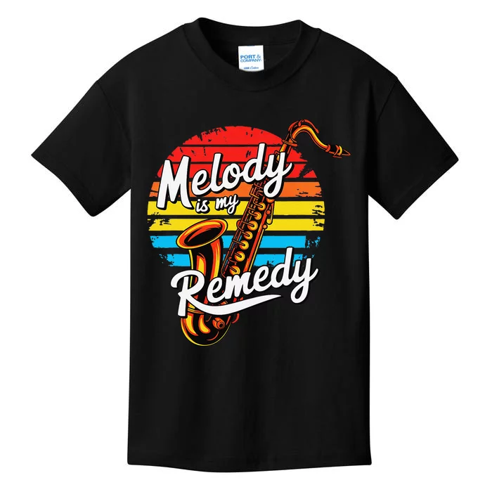 Melody Is My Remedy Funny Saxophone Kids T-Shirt