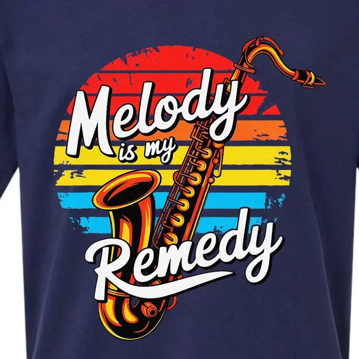 Melody Is My Remedy Funny Saxophone Sueded Cloud Jersey T-Shirt