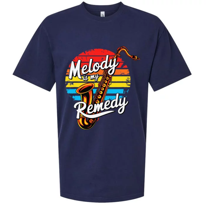 Melody Is My Remedy Funny Saxophone Sueded Cloud Jersey T-Shirt