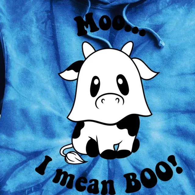 Moo I Mean Boo Cute Ghost Cow Funny Halloween Cute Gift Tie Dye Hoodie