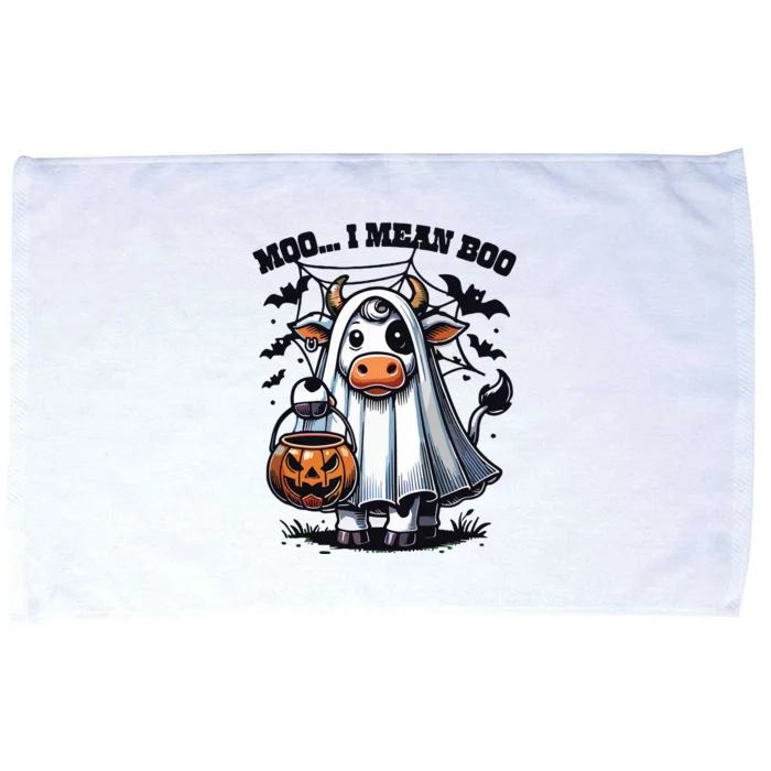 Moo I Mean Boo Witch Scottish Highland Cow Halloween Raglan Baseball Microfiber Hand Towel