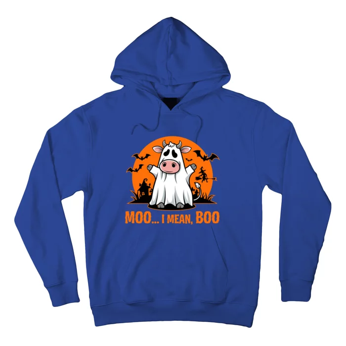 Moo I Mean Boo Funny Cow Halloween Costume Farmer Cow Cute Gift Hoodie