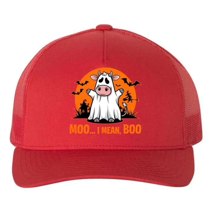 Moo I Mean Boo Funny Cow Halloween Costume Farmer Cow Cute Gift Yupoong Adult 5-Panel Trucker Hat