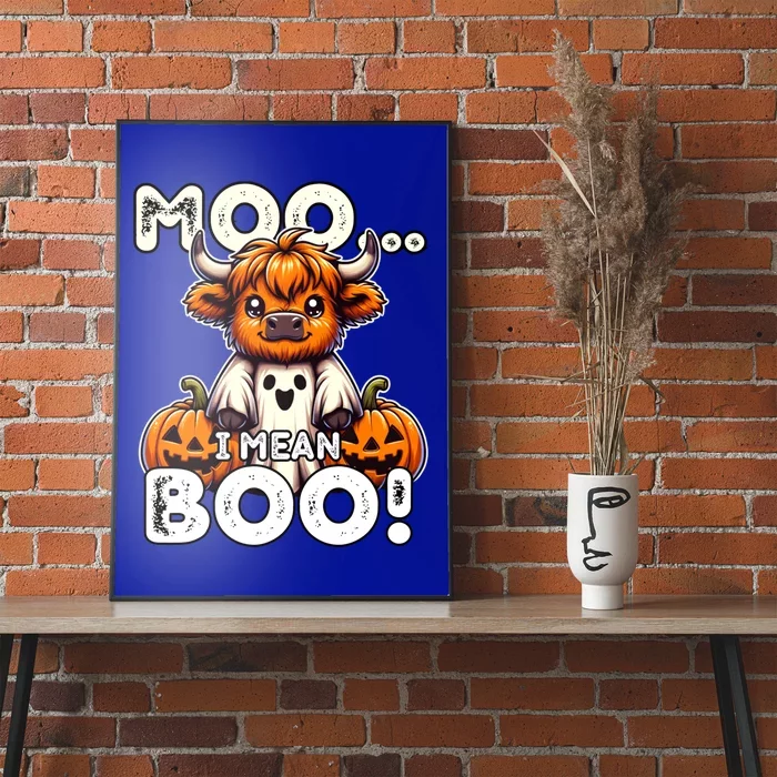 Moo I Mean Boo Funny Highland Cow Ghost Halloween Costume Cute Gift Poster