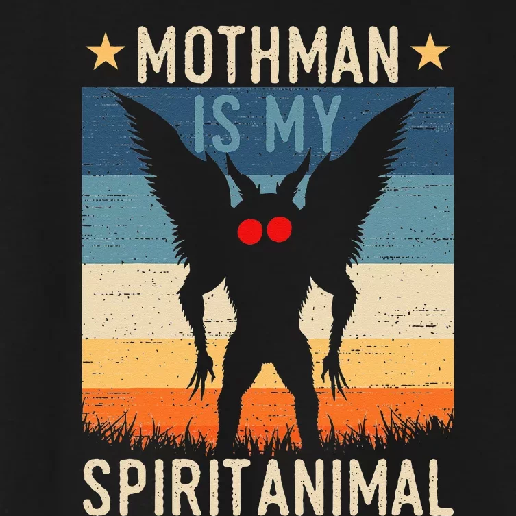 Mothman Is My Spirit Animal! Retro Mothman Quote Cryptid Women's Crop Top Tee