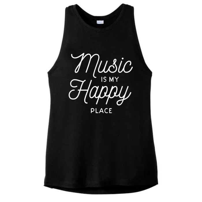 Music Is My Happy Place Ladies Tri-Blend Wicking Tank