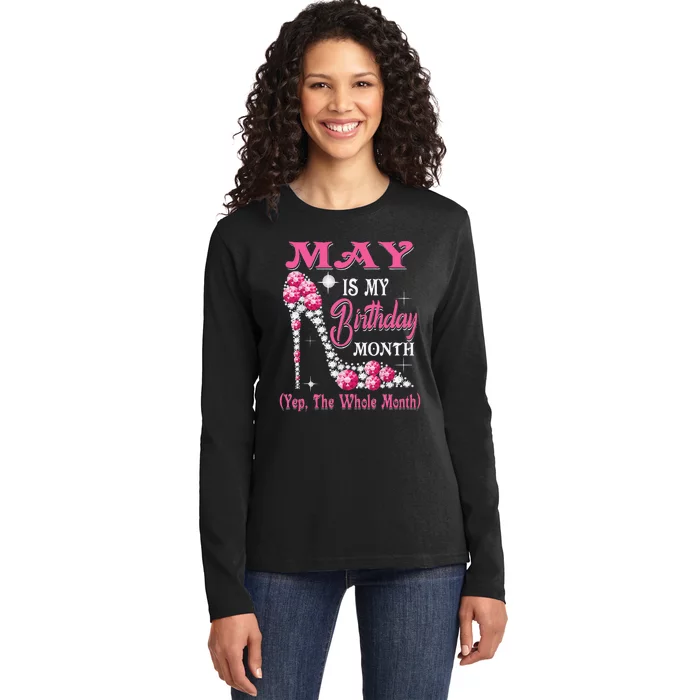 May Is My Birthday Month Shoes Queen Gifts Happy Birthday Ladies Long Sleeve Shirt