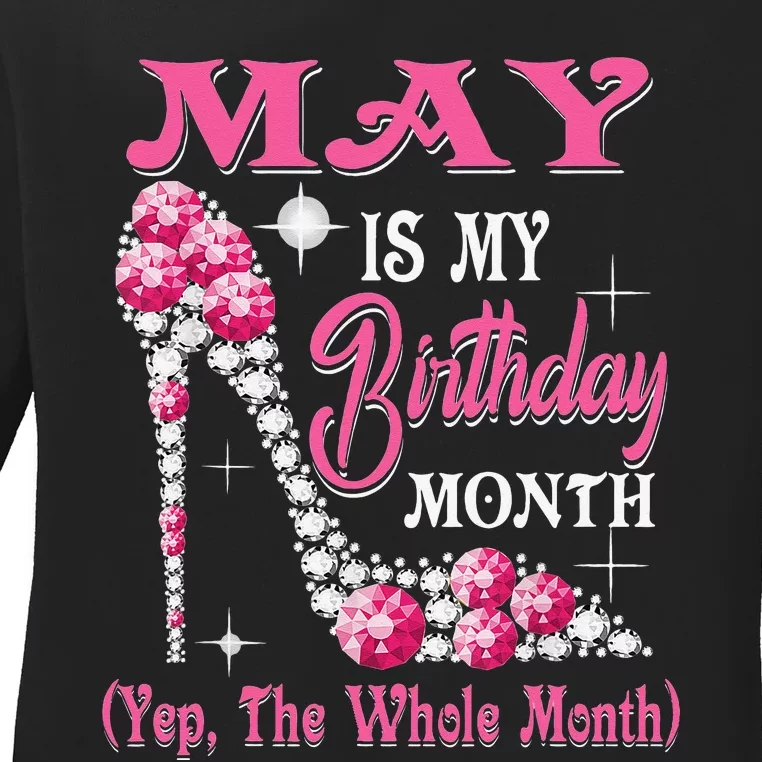 May Is My Birthday Month Shoes Queen Gifts Happy Birthday Ladies Long Sleeve Shirt