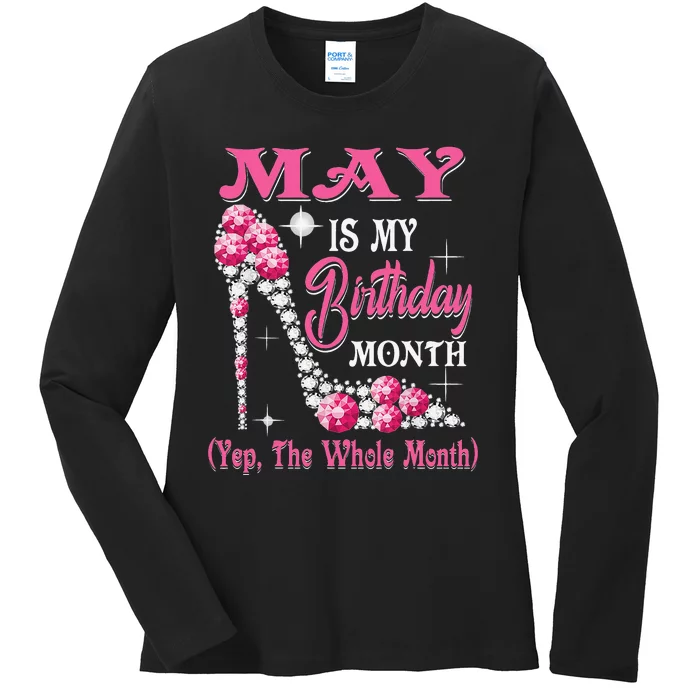 May Is My Birthday Month Shoes Queen Gifts Happy Birthday Ladies Long Sleeve Shirt