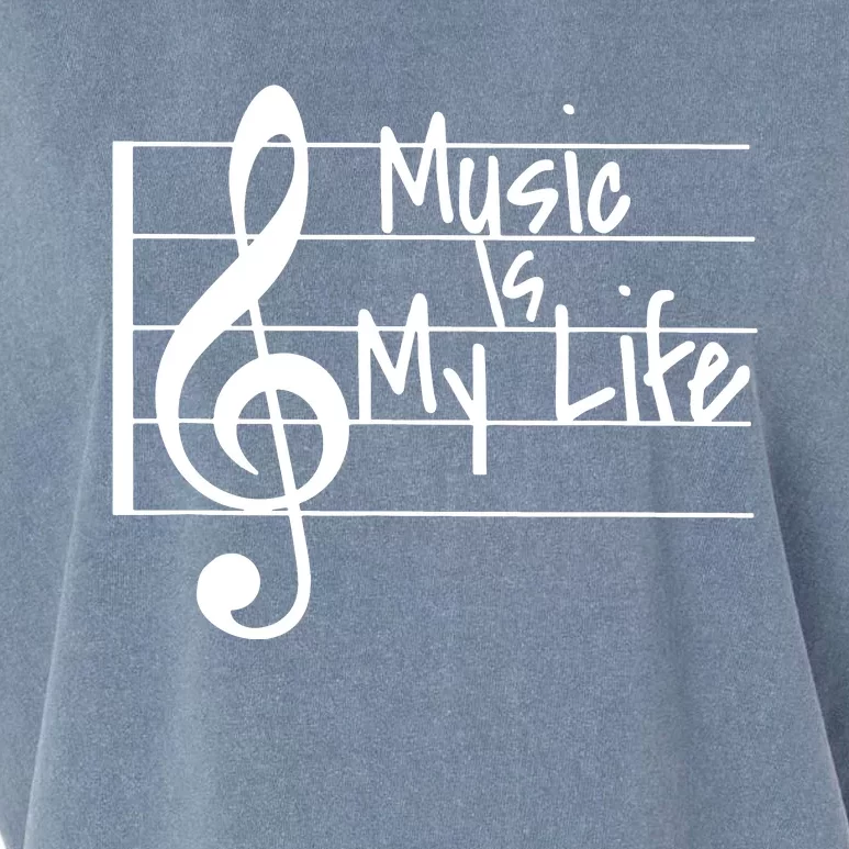 Music Is My Life Musical Note Garment-Dyed Women's Muscle Tee