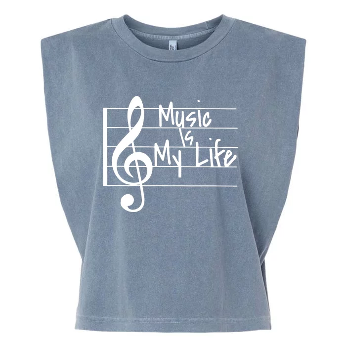 Music Is My Life Musical Note Garment-Dyed Women's Muscle Tee