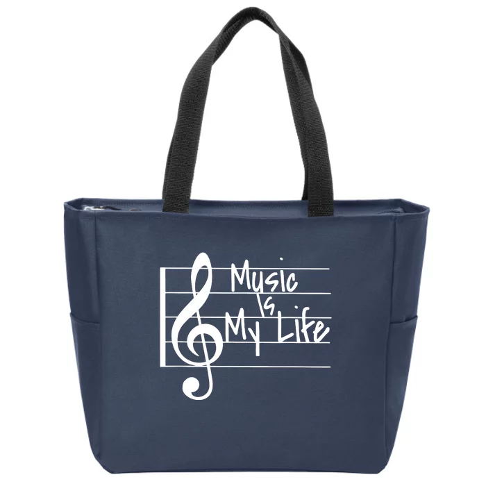 Music Is My Life Musical Note Zip Tote Bag