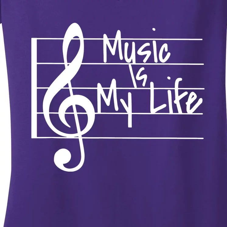 Music Is My Life Musical Note Women's V-Neck T-Shirt