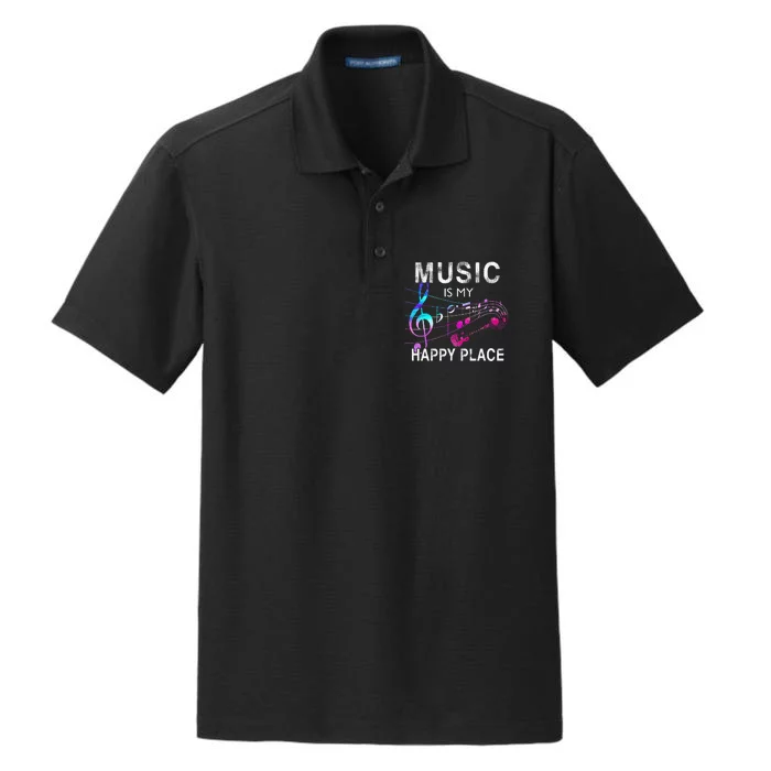 Music Is My Happy Place Inspiring Music Novelty Gift Dry Zone Grid Performance Polo