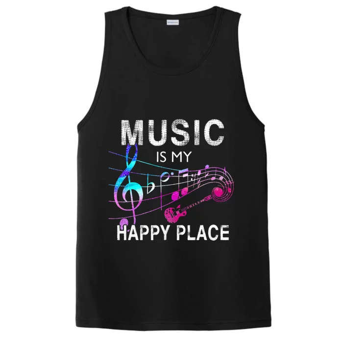 Music Is My Happy Place Inspiring Music Novelty Gift Performance Tank