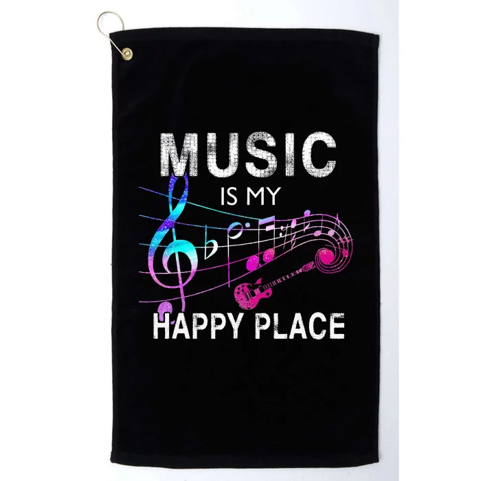 Music Is My Happy Place Inspiring Music Novelty Gift Platinum Collection Golf Towel