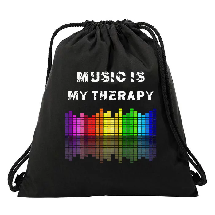 Music Is My Therapy Equalizer DJ Musical Quotes Gift Drawstring Bag