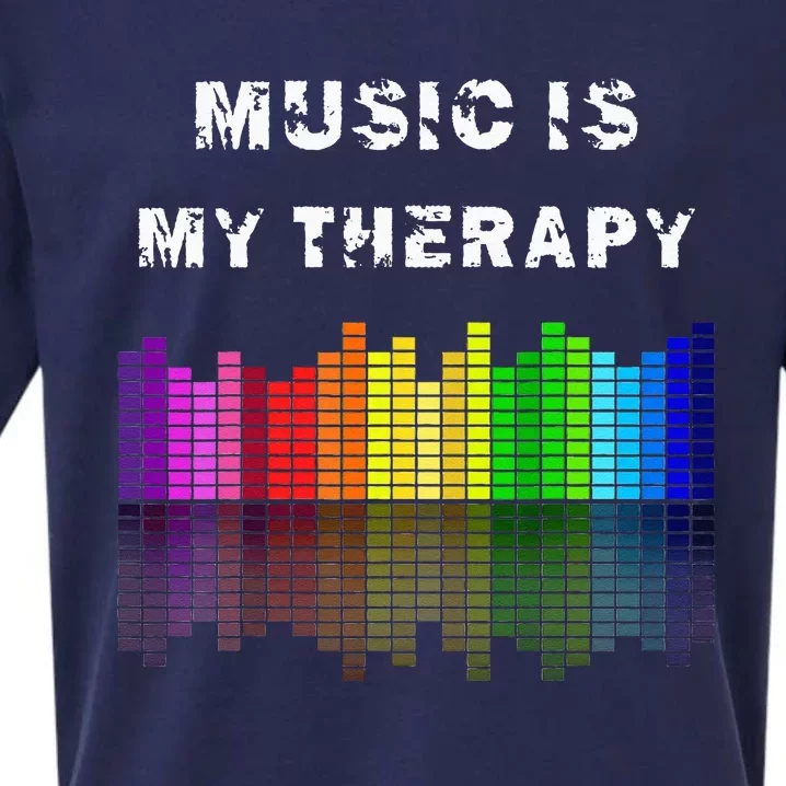 Music Is My Therapy Equalizer DJ Musical Quotes Gift Sueded Cloud Jersey T-Shirt