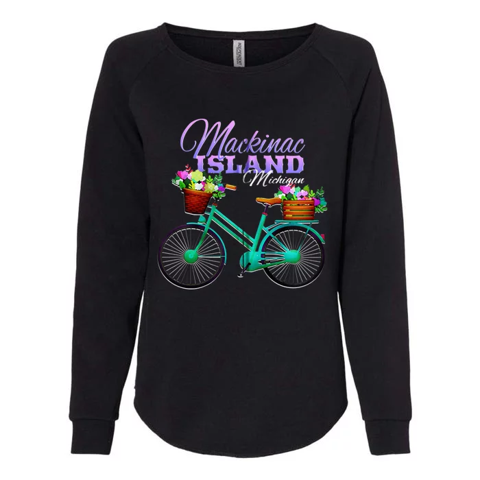 Mackinac Island Michigan Gift Vintage Bike Flowers Zip Hoodie Womens California Wash Sweatshirt