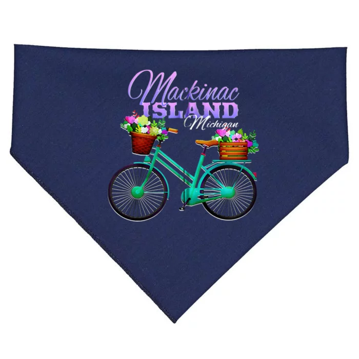 Mackinac Island Michigan Gift Vintage Bike Flowers Zip Hoodie USA-Made Doggie Bandana