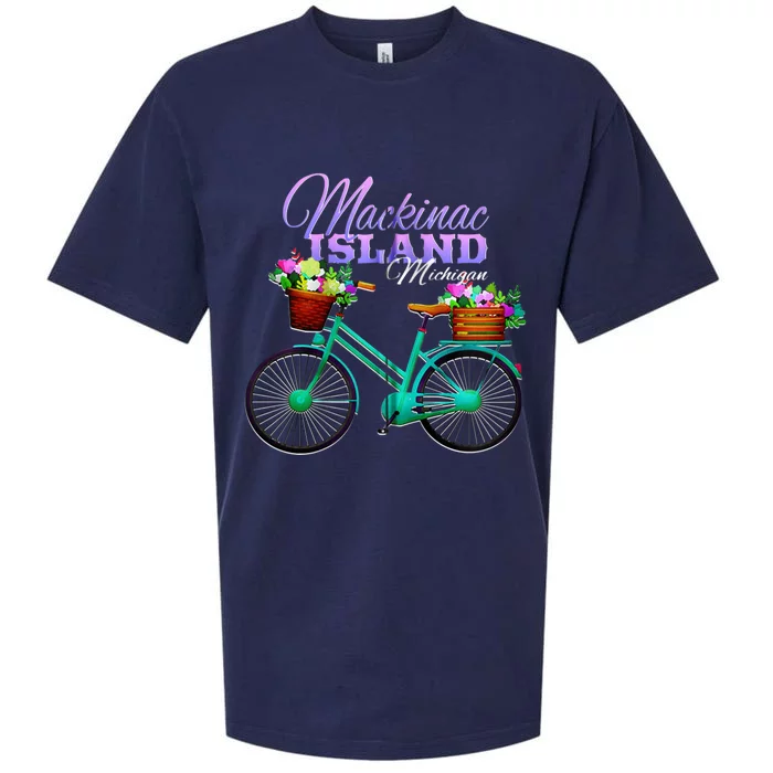 Mackinac Island Michigan Gift Vintage Bike Flowers Zip Hoodie Sueded Cloud Jersey T-Shirt