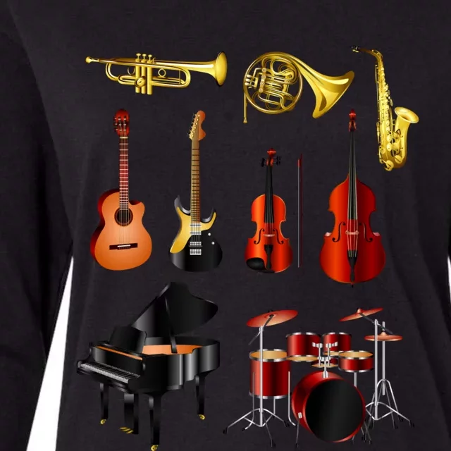 Musical Instruments Womens Cotton Relaxed Long Sleeve T-Shirt