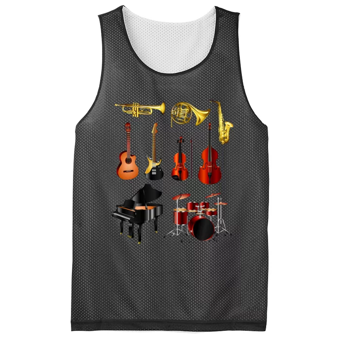 Musical Instruments Mesh Reversible Basketball Jersey Tank