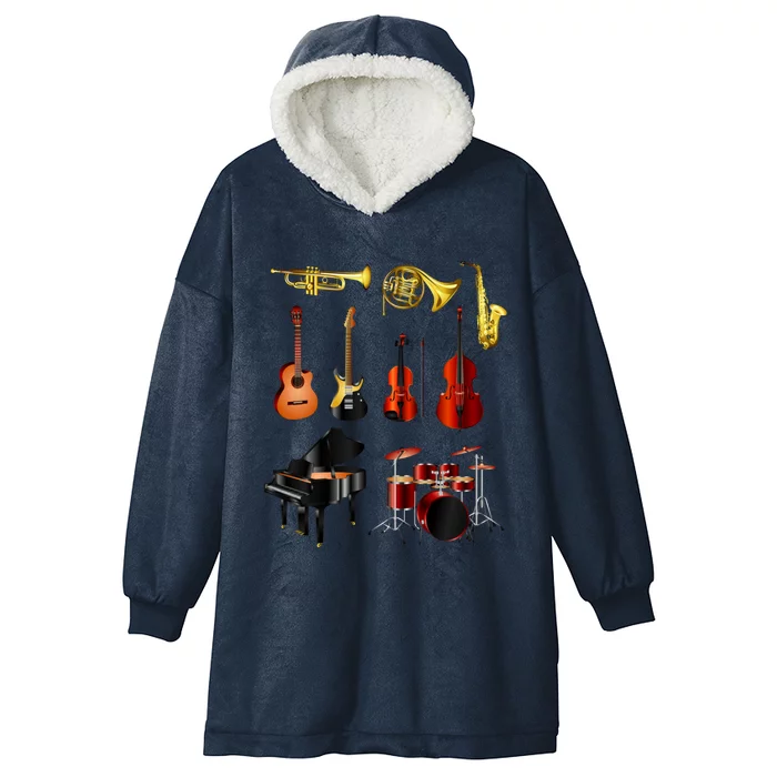 Musical Instruments Hooded Wearable Blanket