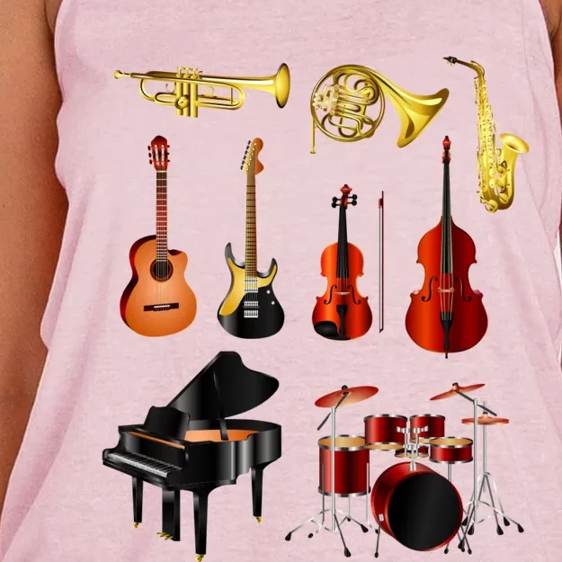 Musical Instruments Women's Knotted Racerback Tank