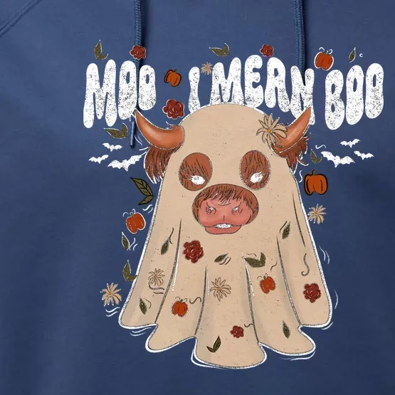 Moo I Mean Boo Funny Halloween Pig Ghost Performance Fleece Hoodie