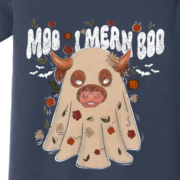 Moo I Mean Boo Funny Halloween Pig Ghost Baby Bodysuit