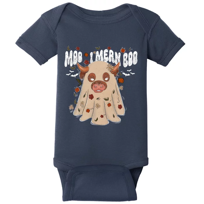 Moo I Mean Boo Funny Halloween Pig Ghost Baby Bodysuit