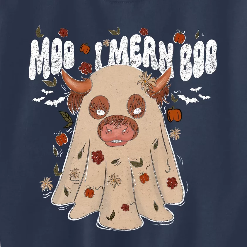 Moo I Mean Boo Funny Halloween Pig Ghost Kids Sweatshirt