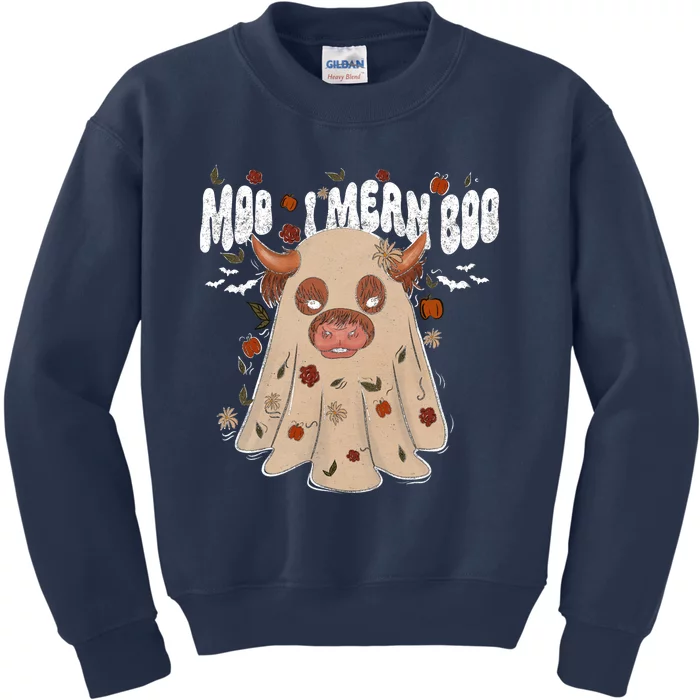 Moo I Mean Boo Funny Halloween Pig Ghost Kids Sweatshirt