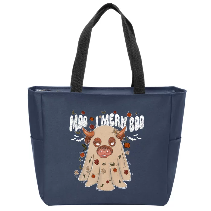 Moo I Mean Boo Funny Halloween Pig Ghost Zip Tote Bag