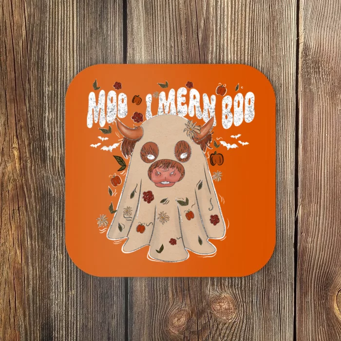 Moo I Mean Boo Funny Halloween Pig Ghost Coaster