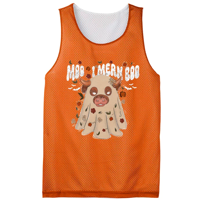 Moo I Mean Boo Funny Halloween Pig Ghost Mesh Reversible Basketball Jersey Tank