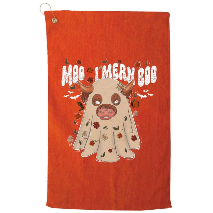 Moo I Mean Boo Funny Halloween Pig Ghost Platinum Collection Golf Towel