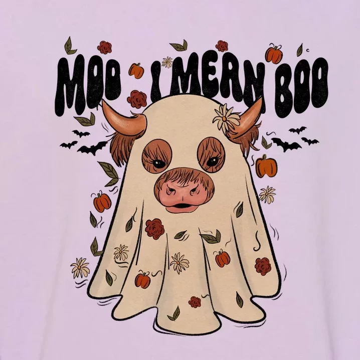 Moo I Mean Boo Funny Halloween Pig Ghost Garment-Dyed Sweatshirt