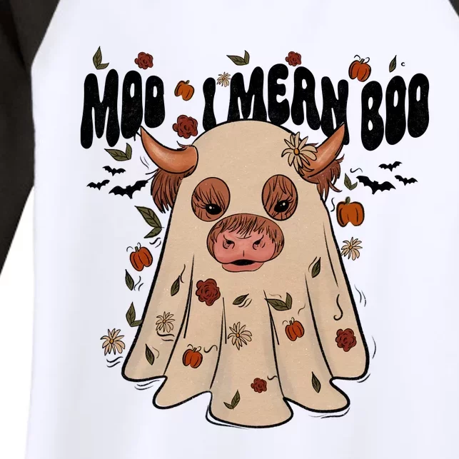 Moo I Mean Boo Funny Halloween Pig Ghost Women's Tri-Blend 3/4-Sleeve Raglan Shirt