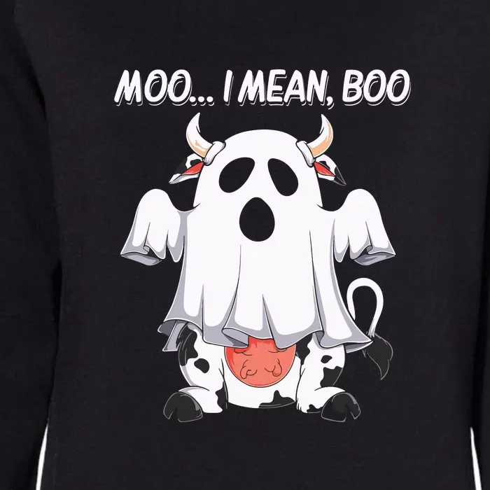 Moo I Mean Boo Ghost Cow Funny Halloween Womens California Wash Sweatshirt