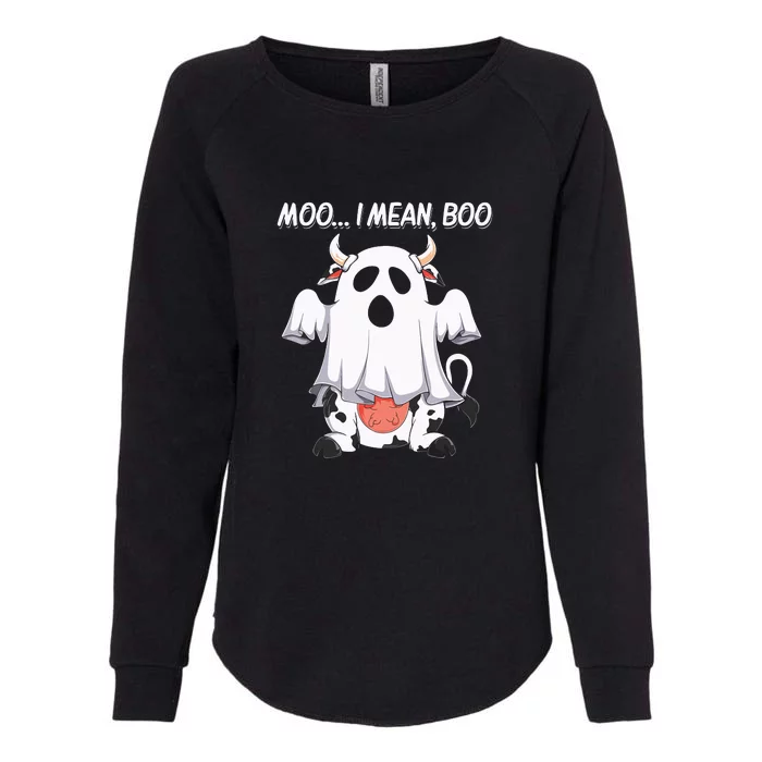 Moo I Mean Boo Ghost Cow Funny Halloween Womens California Wash Sweatshirt