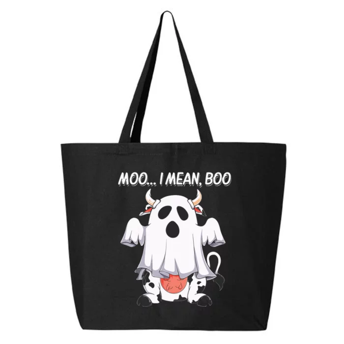 Moo I Mean Boo Ghost Cow Funny Halloween 25L Jumbo Tote