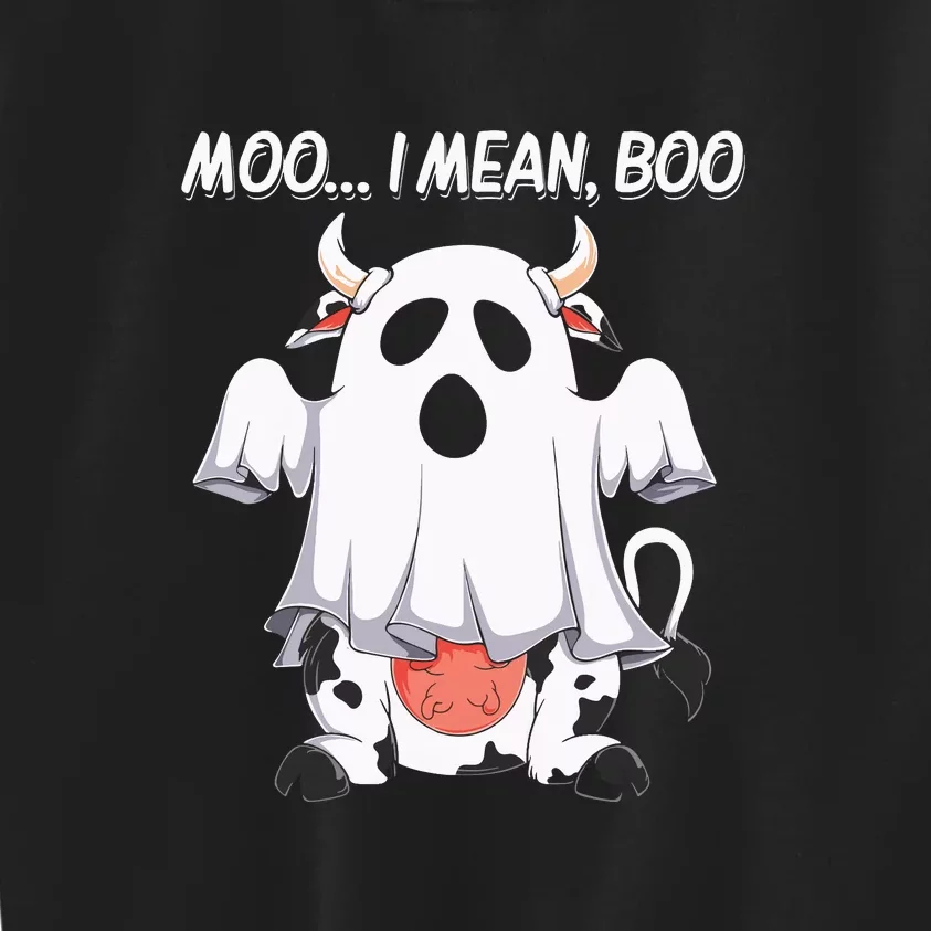 Moo I Mean Boo Ghost Cow Funny Halloween Kids Sweatshirt