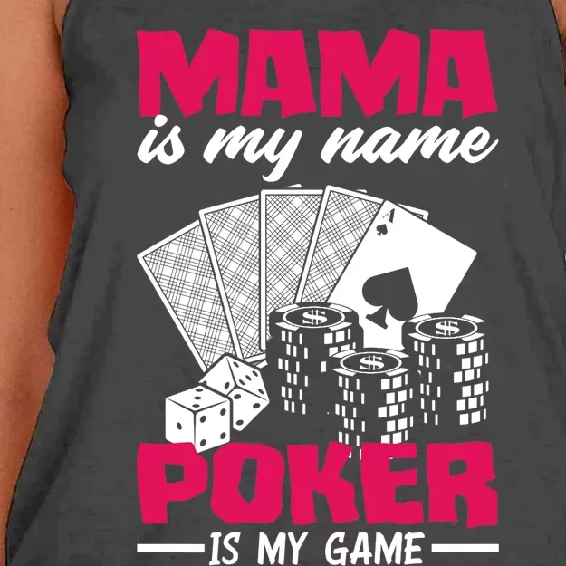 Mama Is My Name Poker Is My Game Funny Poker Mom Premium Women's Knotted Racerback Tank