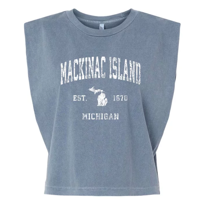 Mackinac Island Michigan MI Vintage Athletic Sports Design Garment-Dyed Women's Muscle Tee