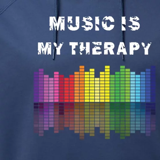 Music Is My Therapy Equalizer DJ Musical Quotes Gift Performance Fleece Hoodie